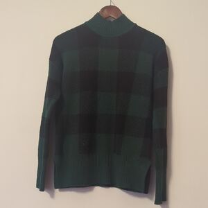 Green and Black Checkered Women's Sweater